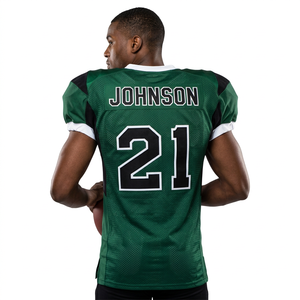 Maillot de football américain vert avec numéro d'équipe personnalisé, uniforme sportif blanc à col en V pour l'entraînement et les matchs d'équipe - Product Image 2