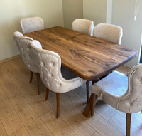 Table à manger rectangulaire réglable en bois de manguier de haute qualité avec plateau en bois de manguier rustique, utilisée dans les cafés, les restaurants et les maisons.
