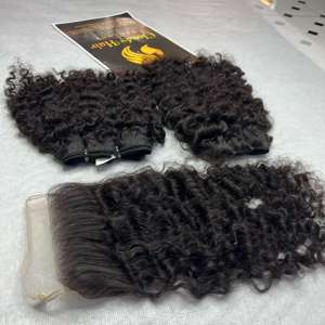 CDYHAIRVN Frontal Lace HD 13x4 13x6 en Cheveux Humains Bruts Birmans Bouclés, Noir Naturel, Doux et Bouclés, avec Ligne de Cheveux Pré-épilée - Product Image 2