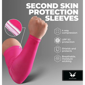 Mangas Protectoras para Brazos Unisex de Poliéster/Spandex, Color Rosa Sólido, Nueva Llegada, Calidad Premium, Transpirables, de Secado Rápido y Ligeras - Product Image 3