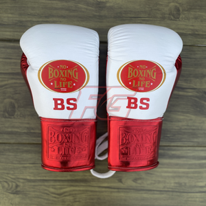 No Boxing No Life Guantes de Boxeo Profesionales de Cuero Vacuno con Cordones, Acolchado Grueso de 4 Capas, Protección Completa para los Dedos, Absorción de Humedad - Product Image 5