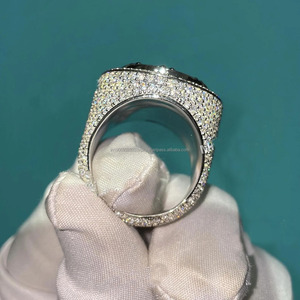 Anillo de campeón personalizado de plata de ley 925, anillo de compromiso, boda o aniversario para hombre, estilo hip hop, chapado en rodio. - Product Image 2