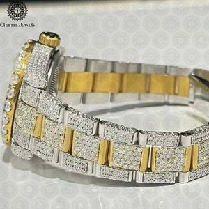 Montre de luxe pour homme Charm_Jewels en acier inoxydable, incrustée de diamants, mouvement mécanique analogique, cadran de 40 mm, résistance à l'eau 10 bars - Product Image 2