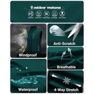 Gilet Softshell Durable pour Homme – Veste Utilitaire Sans Manches Imperméable et Coupe-Vent avec Doublure Polaire pour Randonnée et Pêche - Product Image 5
