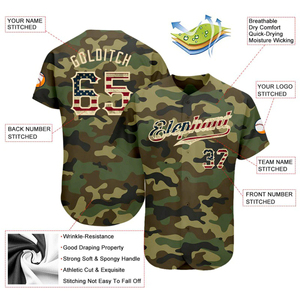 Custom Camouflage Baseball Jersey Button Down Sports Jersey Short Sleeve Team Uniform Shirt Personalized Name Number - Product Image 2
