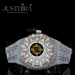 Reloj de lujo resistente al agua con esfera bicolor y diamantes, para hombre, con engaste completo de moissanita, estilo hip hop, correa de acero inoxidable. - Product Image 1