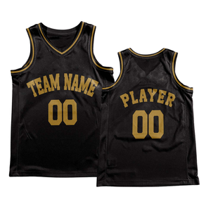 Conjunto de Uniforme de Baloncesto Retro Negro Personalizado, Jersey con Texto Dorado, Pantalones Cortos, Nombre del Equipo y Número Retro, Diseño Clásico - Product Image 6