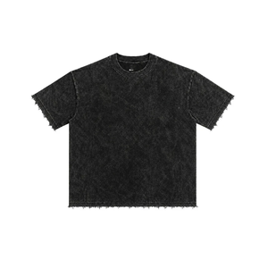 เสื้อยืดคอตตอนแท้ 100% หนา 300 GSM สีดำล้วน แขนสั้น คอกลม สไตล์ลำลอง ผ้าคอตตอนซักแล้ว แบบเรียบ สำหรับผู้ชาย ขายส่ง ปรับแต่งได้ - Product Image 3