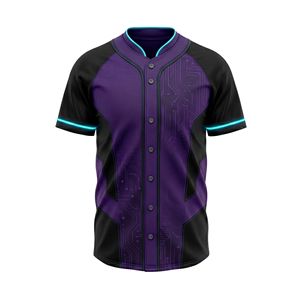 Sublimated Royal Blue Baseball Jersey Gold Piping Mesh Fabric Sports Apparel Breathable Full Button <b>Top</b> Premium Jersey - Product Image 3