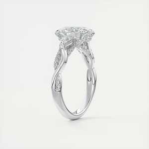 2.75 Ct The Full Bloom Oval Twisted Pavé Oval Solitaire Three <b>Stone</b> Engagement Ring In 14K White Gold Lab Grown - Product Image 4