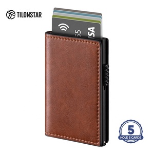 TILONSTAR TVC315 Custom Vintage Leather Smart <b>RFID</b> Men <b>Wallet</b> Aluminum ID Credit Card Holder With Back Pocket - Product Image 1