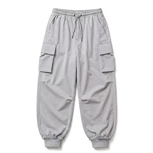Pantalon cargo harem bleu marine pour homme, taille élastique avec cordon de serrage, plusieurs poches, décontracté, respirant, écologique, 100% coton - Product Image 3