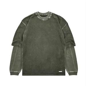 Camiseta Vintage Lavada con Efecto Desgastado para Hombre, Estilo Urbano con Hombros Caídos, Manga Larga - Product Image 6