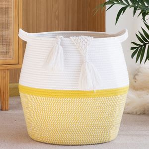 Solution de rangement pour la maison, panier à linge élégant, panier de couleur neutre, panier de rangement beige, panier en corde souple, panier à linge durable - Product Image 3