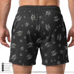Mawra Pantalones cortos de playa con estampado de calavera negros para hombre, de secado rápido, ajuste regular, para gimnasio, entrenamiento, correr, pantalones cortos de malla para unisex - Product Image 2