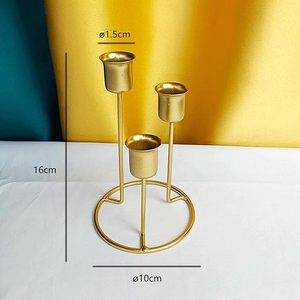 Porte-bougies coniques à 3 bras en métal, chandelier pour table, doré - Product Image 2