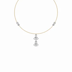 Collier tendance en or jaune 18 carats avec diamants de laboratoire taille poire et taille princesse pour femme, idéal pour les mariages et les soirées - Product Image 5