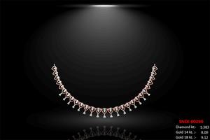 Elegante conjunto de joyería fina para mujer con collar de diamantes naturales de 14 quilates y aretes, color GH, corte brillante redondo, 1.65 ct, claridad VS SI. - Product Image 3