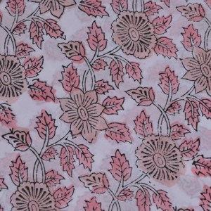 ผ้าฝ้ายพิมพ์ลายดอกไม้สีขาวชมพูแบบขายส่ง ลายใบไม้เล็กๆ สำหรับชุดคุรติส ตกแต่งบ้าน - Product Image 6