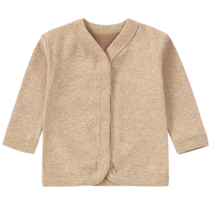 Cardigan bébé en coton beige mélangé, léger, doux, à manches longues, boutonné devant, pour nouveau-né. - Product Image 1