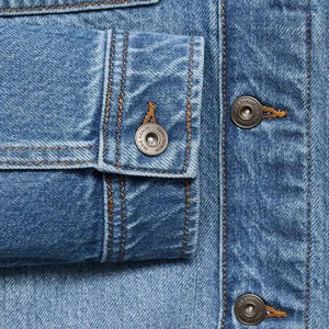 Light blue denim <b>jacket</b> for men casual button front outerwear seamless gym fitness <b>workout</b> custom breathable streetwear coat - Product Image 4