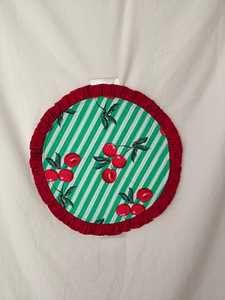 <b>Foldable</b> Round Red Ruffled <b>Mattress</b> with Geometric Pattern Embroidery Bohemian Style Cotton Fabric Decorative Cushion - Product Image 3