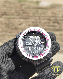 Women Moissanite <b>Diamond</b> <b>Watch</b> 925 Sterling Silver Iced Out Timepiece Pink Gemstone Bezel Gift for Her - Product Image 4