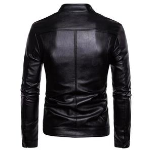 Veste en cuir pour homme de haute qualité, personnalisée, élégante, style motard, avec fourrure PU épaisse, style décontracté pour l'automne. - Product Image 3