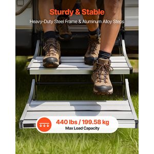 Escaleras Retráctiles Eléctricas de 2 Peldaños para Autocaravanas, Capacidad de Carga de 440 Libras, Escaleras Telescópicas Plegables de Aleación de Aluminio, Accesorios Exteriores para Autocaravanas - Product Image 3