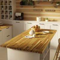SSR VINA - Plan de travail en bois d'acacia à bord collé - Plan de travail en bois d'acacia à bord vivant - Plan de travail de table à manger en bois d'acacia à lattes continues