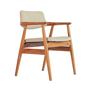 Contemporary Wooden <b>Lounge</b> Chair with Curved Armrest and Cushioned Seat for Premium Comfort - Product Image 2