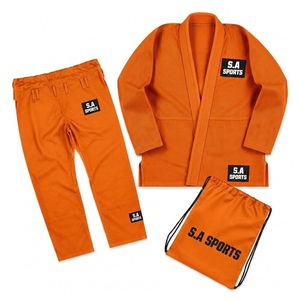 Uniforme de Grappling Naranja Vibrante de Alta Resistencia, MOQ Bajo, Liso, para Jiu Jitsu Brasileño BJJ - Product Image 1