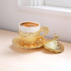 Amazing look Metal Tea Coffee <b>Cup</b> and <b>Saucer</b> in Brass Gold Finished Best Quality Tabletop Serving Tea <b>Cup</b> and <b>Saucer</b> - Product Image 1