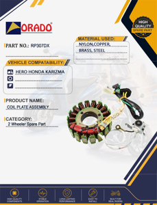 Ensemble de plaques de bobine de stator Hero Honda Karizma, qualité export, pour pièces détachées de deux-roues, Inde, Orado - Product Image 4