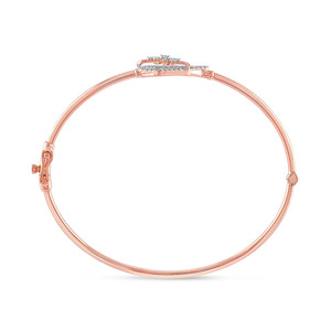Asymmetrical Heart Blossom Diamond Accent <b>Bangle</b> <b>Bracelet</b> - Product Image 3