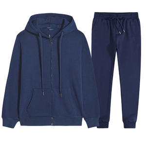 Ensemble de survêtement décontracté pour homme, sweat-shirt à capuche léger noir uni, fermeture éclair, et pantalon de jogging, vêtements de sport - Product Image 3