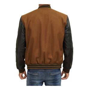 Chaqueta Unisex con Cuello Alto y Mangas de Cuero, Personalizable con Bordados, Estilo Bomber Urbano para Hombre, Estilo Béisbol - Product Image 6