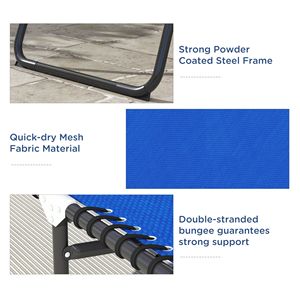 2 Sedie a Sdraio Pieghevoli Blu per Piscina con Schienale Reclinabile a 4 Posizioni, Cuscino, Rete Traspirante e Seduta con Elastici, Telaio in Alluminio - Product Image 5