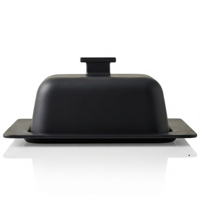 Beurrier carré avec couvercle, conservation de la fraîcheur, design minimaliste, beurrier en acier noir avec revêtement en poudre pour la cuisine - Product Image 4