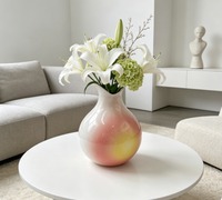 Nouveau design de vase à fleurs moderne, vase en céramique simple et créatif avec dégradé flamme et coucher de soleil, pour la décoration de table à la maison
