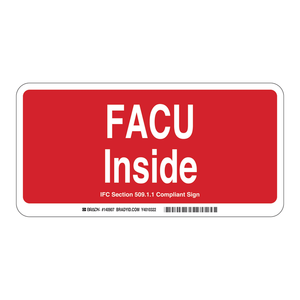 Panneau de signalisation Brady FACU 5x10 pouces Conforme à la section 509.11 de l'IFC Utilisation intérieure/extérieure - Product Image 2