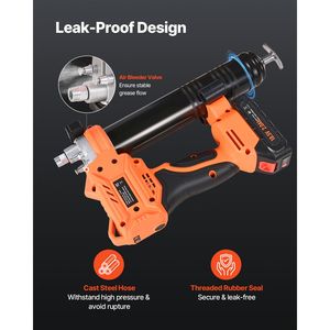 Pistola per ingrassaggio elettrica a batteria da 20V con luce LED, pressione massima 8000 PSI, batteria da 2.0 Ah e tubo lungo 35.4 pollici - Product Image 4