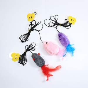 Elastic Rope Interactive Cat Teaser <b>Mouse</b> Feather <b>Toy</b> with Adhesive Hook Adjustable Buckle for Indoor Cats - Product Image 2