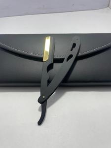 Black Straight <b>Razor</b> <b>Single</b> <b>Blade</b> Folding Barber <b>Razor</b> Stainless Steel Face & Body Shaving Tool Custom Logo Outdoor - Product Image 4