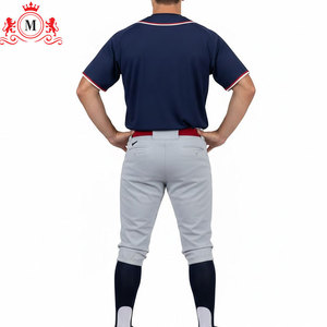Maillot de baseball bleu pour homme avec accents rouges et blancs, en polyester respirant, taille adulte, nom d'équipe personnalisé imprimé - Product Image 2