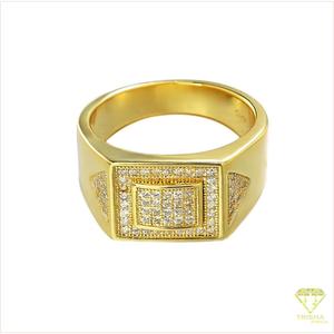 Anillo de Sello Geométrico de Lujo para Hombre, Plata 925 con Diamante Cultivado en Laboratorio, Diseño de Parte Superior Cuadrada, para Marcas de Joyería y Compradores Mayoristas - Product Image 3