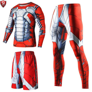 Conjunto de Rashguard de Compresión para Hombre, Manga Larga, Estampado Hexagonal Negro, Secado Rápido, Transpirable, Ecológico, Kit de Entrenamiento de MMA - Product Image 5