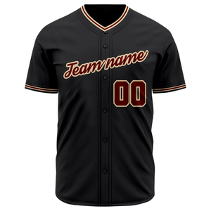 Black Baseball Jersey <b>Short</b> <b>Sleeve</b> <b>Button</b> <b>Up</b> Custom Team Uniform Breathable Polyester Athletic Sports Shirt - Product Image 2