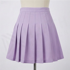 Jupe plissée courte pour femme, couleur unie, taille normale, toutes saisons, en polyester tissé, style confortable - Product Image 2
