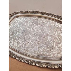 Bandeja de comedor, bandeja decorativa antigua, bandeja elegante, bandeja real, bandeja decorativa vintage, bandeja decorativa plateada, bandeja de servir de metal - Product Image 3